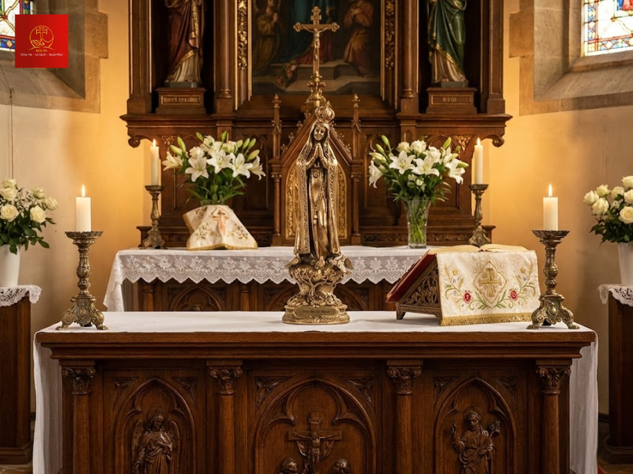 11-mau-ban-tho-duc-me-truyen-thong-thiet-ke-hai-hoa-ton-vinh-ve-dep-hien-tu-va-thanh-thien-cua-tuong-duc-me Mẫu bàn thờ Đức Mẹ truyền thống, thiết kế hài hòa, tôn vinh vẻ đẹp hiền từ và thánh thiện của tượng Đức Mẹ