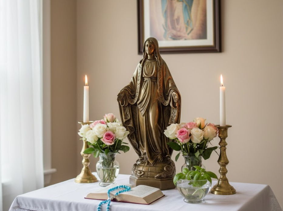 2-tuong-duc-me-maria-ban-on-cao-30cm-bang-dong-phu-hop-khong-gian-noi-that-hien-dai-va-truyen-thong Tượng Đức Mẹ Maria Ban Ơn cao 30cm bằng đồng, phù hợp không gian nội thất hiện đại và truyền thống