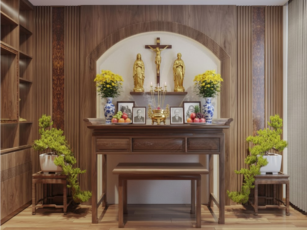 25-mau-ban-tho-gia-tien-cua-nguoi-cong-giao-cho-phong-tho-rieng-mang-den-khong-gian-tho-nhe-nhang-nhung-khong-kem-phan-ton-kinh Mẫu bàn thờ gia tiên của người Công giáo cho phòng thờ riêng, mang đến không gian thờ nhẹ nhàng nhưng không kém phần tôn kính