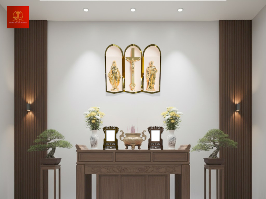 ban-tho-cong-giao-sfu-no-10-gom-thanh-gia-tuong-duc-me-va-tuong-thanh-giuse-chat-lieu-inox-pvd-gold-thiet-ke-sang-trong-co-kich-thuoc-rong-65-x-cao-180-mm-phu-hop-voi-khong-gian-toi-gian-gon-gang Bàn thờ Công Giáo SFU-No.10 phù hợp với không gian tối giản, gọn gàng