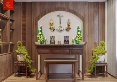 Bàn thờ chúa và bàn thờ gia tiên: Có nên đặt chung? 12+ Mẫu bàn thờ chúa và gia tiên