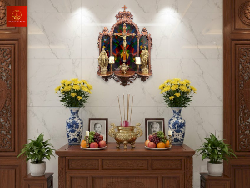 bo-tri-ban-tho-cong-giao-2-vi-tri-02 Cách đặt bàn thờ Chúa trong nhà đúng vị trí giúp đón Hồng Ân