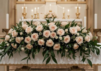 35 mẫu cắm hoa bàn thờ Chúa đẹp, trang trọng, chuẩn Phụng Vụ
