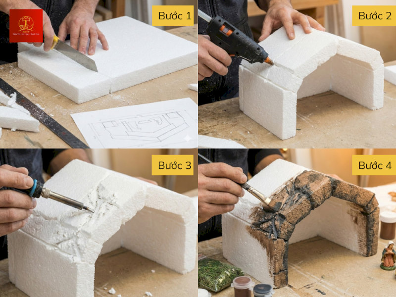 Cách làm hang đá Noel bằng xốp siêu dễ tại nhà 