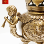 Lư Xông Trầm Bằng Đồng (Mẫu Tròn) Cao 22cm - Màu Cổ Điển