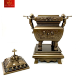 Lư Hương Đồng Vuông - Cao 26 cm