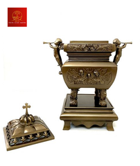 Lư Hương Đồng Vuông - Cao 26 cm