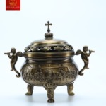 Bộ Lư Hương Đồng Cao 37cm - Màu Cổ Điển