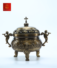 Bộ Lư Hương Đồng Cao 37cm - Màu Cổ Điển