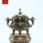 Bộ Lư Hương Đồng Cao 37cm - Màu Cổ Điển