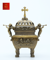 Lư Hương Đồng Vuông - Cao 60 cm