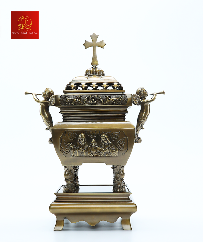 Lư Hương Đồng Vuông – Cao 60 cm