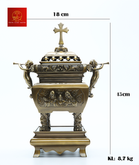 Lư Hương Đồng Vuông - Cao 45 cm