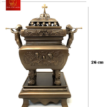 Lư Hương Đồng Vuông - Cao 26 cm