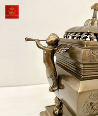 Lư Hương Đồng Vuông - Cao 26 cm