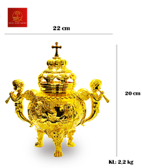Lư Xông Trầm (mẫu tròn) Cao 22cm - Màu Gold