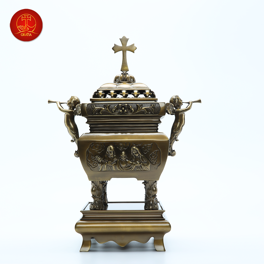 lu-huong-cong-giao-2 Lư Hương Vuông - Cao 37 cm