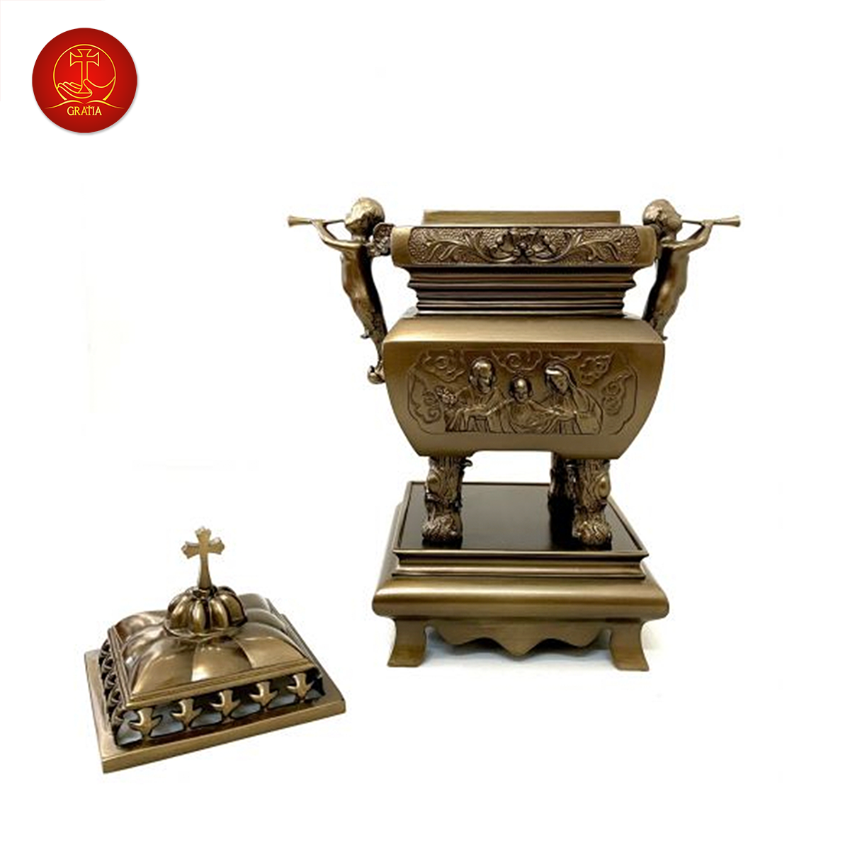 lu-huong-cong-giao-cao-26-cm Lư Hương Công Giáo Vuông - Cao 26 cm