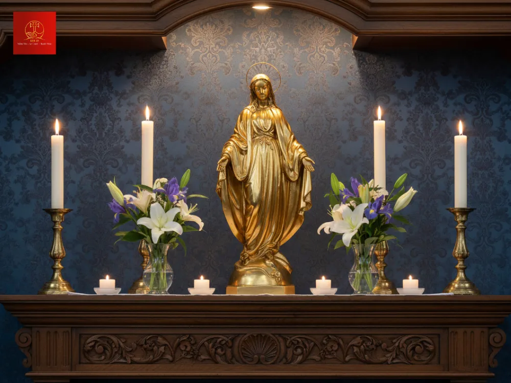 me-ban-on-dung-tren-qua-dia-cau-ban-tay-buong-xuong-de-tuon-do-hong-an Mẹ Ban Ơn đứng trên quả địa cầu