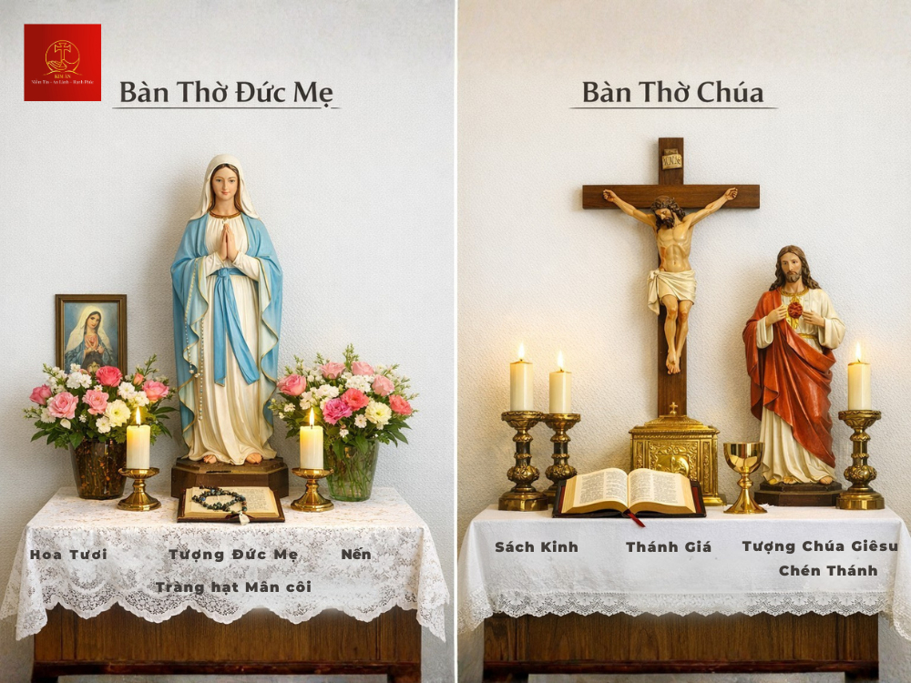 su-khac-biet-giua-ban-tho-duc-me-va-ban-tho-chua-1 Sự khác biệt giữa bàn thờ Đức Mẹ và bàn thờ Chúa