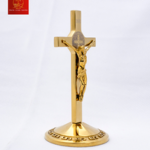 Thánh Giá Mini Có Mề Đay BENEDICT cao 12cm - Màu PVD Gold
