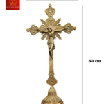 Tượng Thánh Giá Đế Tròn Tia Chớp Cao 50cm - Màu Cổ Điển