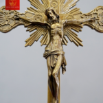 Tượng Thánh Giá Đế Tròn Tia Chớp Cao 50cm - Màu Cổ Điển