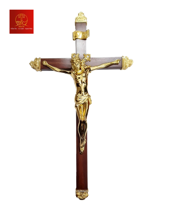 Thánh Giá Chúa Giêsu Gỗ Treo - Màu Vàng Gold