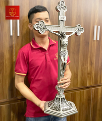 Thánh Giá Hoa Đào Bằng Nhôm cao 70 cm (có đế)