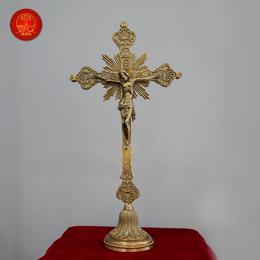 thanh-gia-tron-4-2 Thánh Giá Đế Tròn Cao 50cm - Màu Cổ Điển