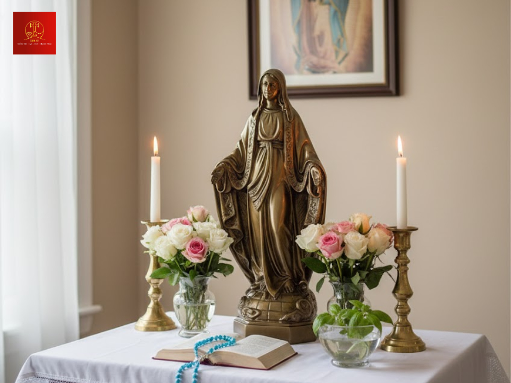 tuong-duc-me-ban-on-40cm-voi-mau-gia-co-sang-trong-chuan-muc-au-my Tượng Đức Mẹ Ban Ơn 40cm với màu giả cổ sang trọng chuẩn mực Âu Mỹ.