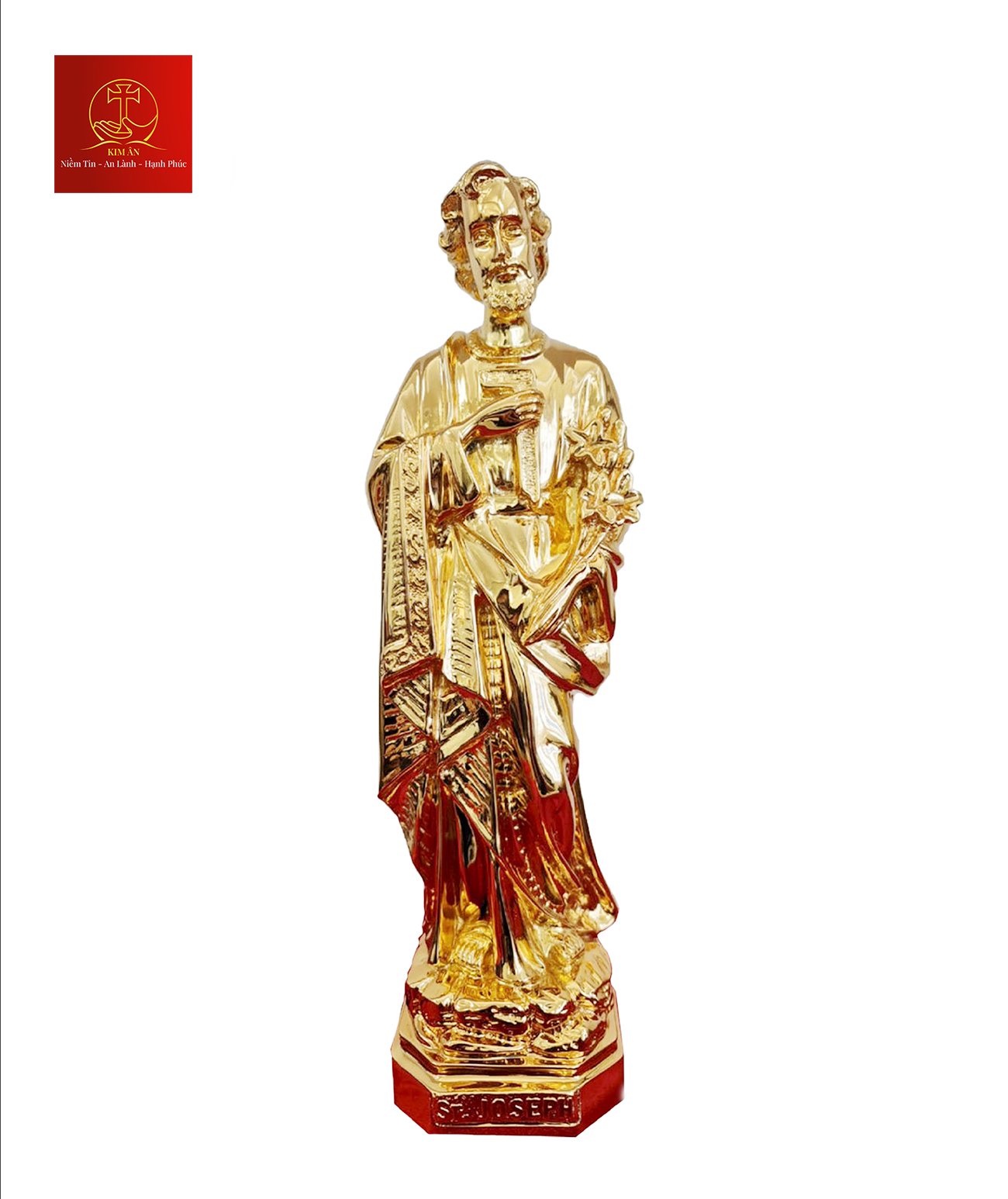 TƯỢNG THÁNH GIUSE BẰNG ĐỒNG MẠ VÀNG – CAO 40 CM