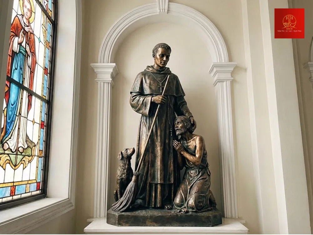 tuong-thanh-martino-bang-dong-dang-che-cho-cho-nguoi-ngheo-kho-1 Tượng thánh Martino bằng đồng đang che chở cho người nghèo khó
