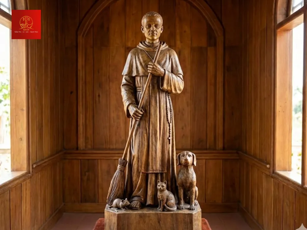 tuong-thanh-martino-bang-go-moc-mac-mang-lai-bau-khong-khi-am-ap-va-thanh-tinh-cho-khong-gian-cau-nguyen-1 Tượng Thánh Martino bằng gỗ mộc mạc