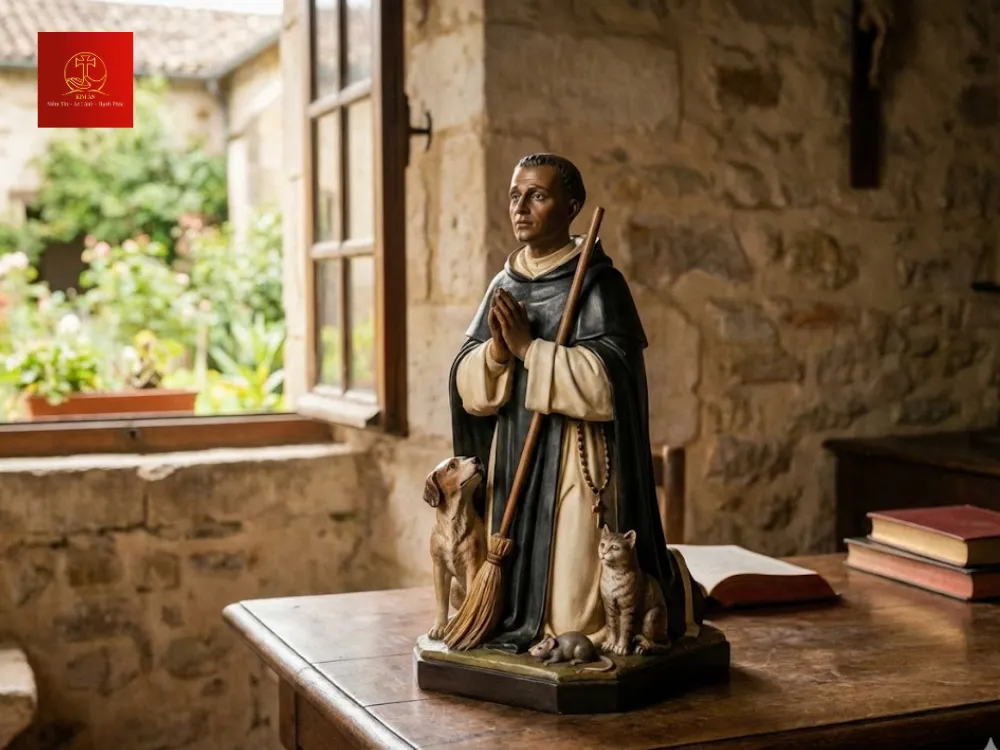 tuong-thanh-martino-quy-dat-trong-phong-lam-viec-1 Tượng thánh Martino quỳ đặt trong phòng làm việc