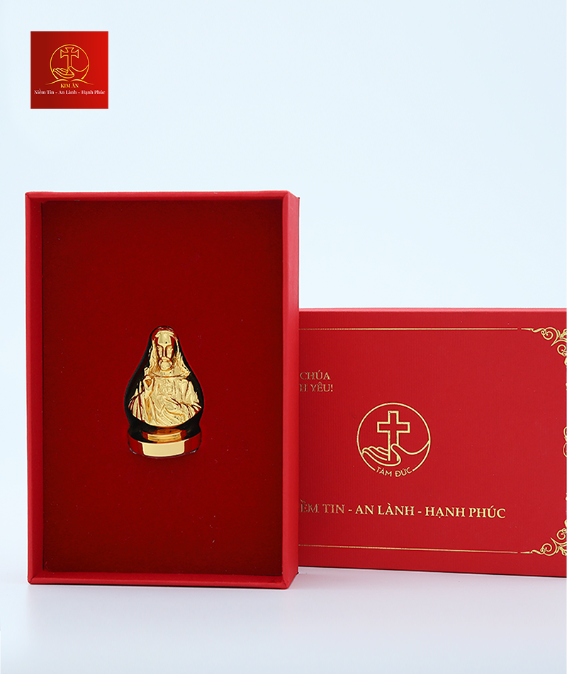 Tượng Chúa Thánh Tâm Cao 5 cm – Màu Gold