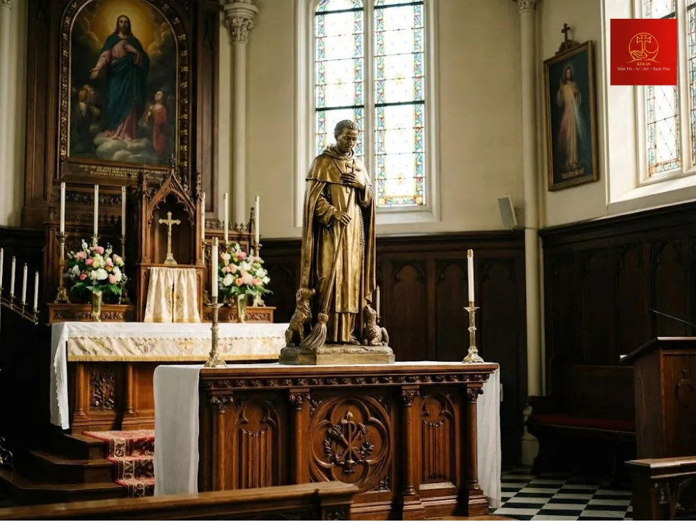 viec-cham-chut-hoa-tuoi-va-nen-tai-khu-vuc-tho-tuong-thanh-martino-the-hien-long-men-chua-yeu-nguoi-cua-gia-chu-1 Chăm chút hoa tươi và nến tại khu vực thờ tượng Thánh Martino