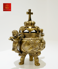 Lư Xông Trầm ( Mẫu Tròn ) Cao 13cm - Màu Cổ Điển