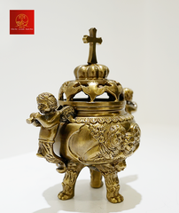 Lư Xông Trầm ( Mẫu Tròn ) Cao 13cm - Màu Cổ Điển