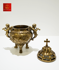 Lư Xông Trầm ( Mẫu Tròn ) Cao 19cm - Màu Cổ Điển