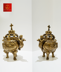 Lư Xông Trầm ( Mẫu Tròn ) Cao 19cm - Màu Cổ Điển