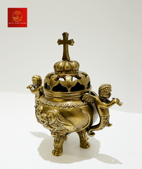 Lư Xông Trầm ( Mẫu Tròn ) Cao 13cm - Màu Cổ Điển