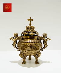 Lư Xông Trầm ( Mẫu Tròn ) Cao 19cm - Màu Cổ Điển